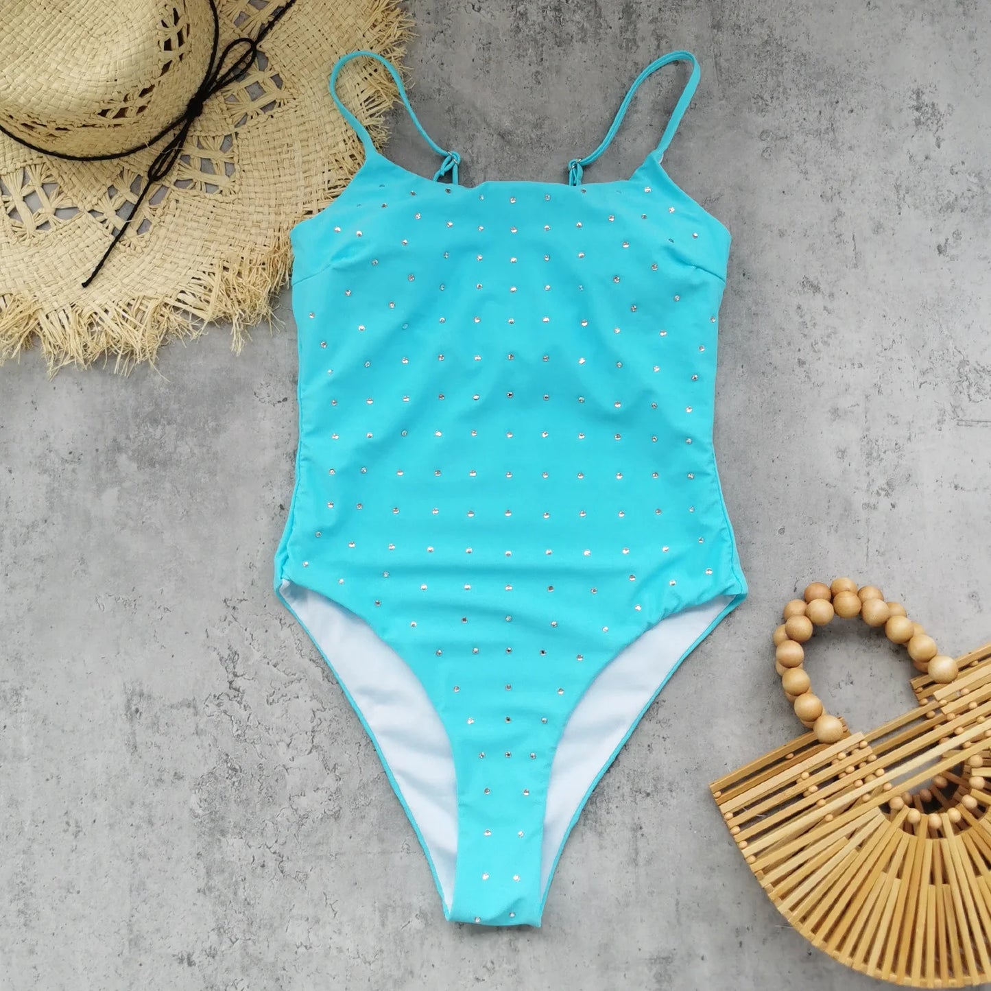 Shiny Diamond Bikini Set Sexy Women Swimsuit Push Up Swimwear Female Bikini Halter Bathing Suit Solid Black Bodysuit Beachwear
