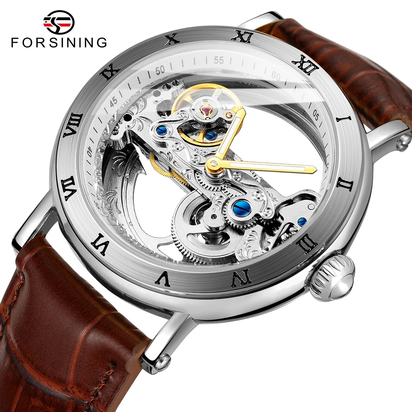2025 Original Luxury Steel Skeleton Tourbillon Automatic Watches Men Leather Mechanical Waterproof Luminous Elegant Wrist Clock