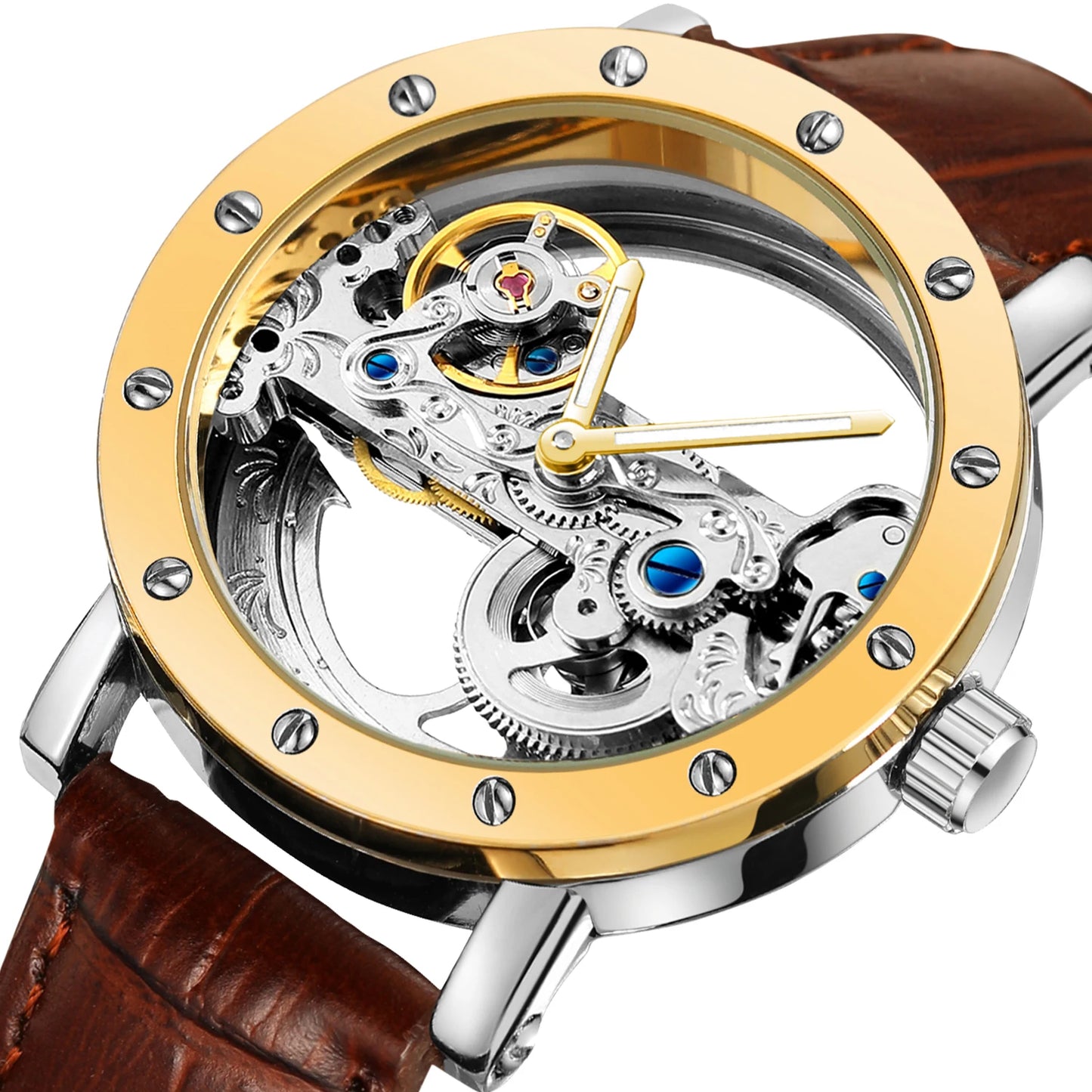 2025 Top Brand Luxury Steel Skeleton Tourbillon Automatic Watch Men Leather Mechanical Waterproof Luminous Elegant Wrist Clock
