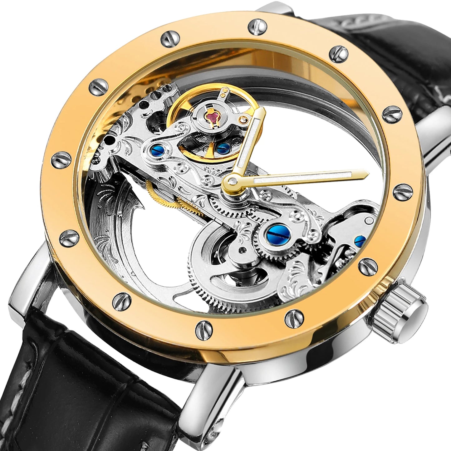 2025 Top Brand Luxury Steel Skeleton Tourbillon Automatic Watch Men Leather Mechanical Waterproof Luminous Elegant Wrist Clock