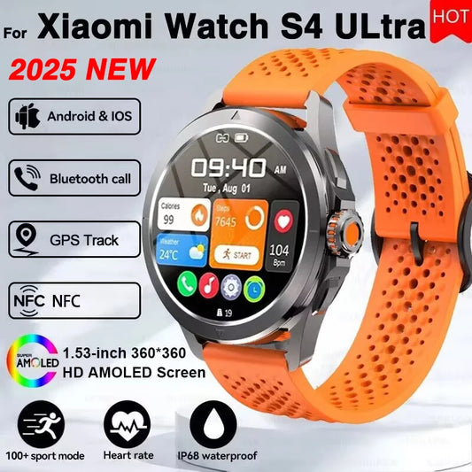 S4 Ultra For Xiaomi Smart Bracelet Men Watch AMOLED HD Screen Bluetooth Call GPS Trajectory NFC Heart Rate Compass Smart Watches