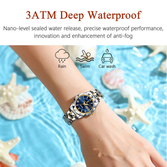POEDAGAR Luxury Ladies Dress Watch Luminous Waterproof Week Date Woman Wrist watch Stainless Steel Women Quartz Watches reloj+box