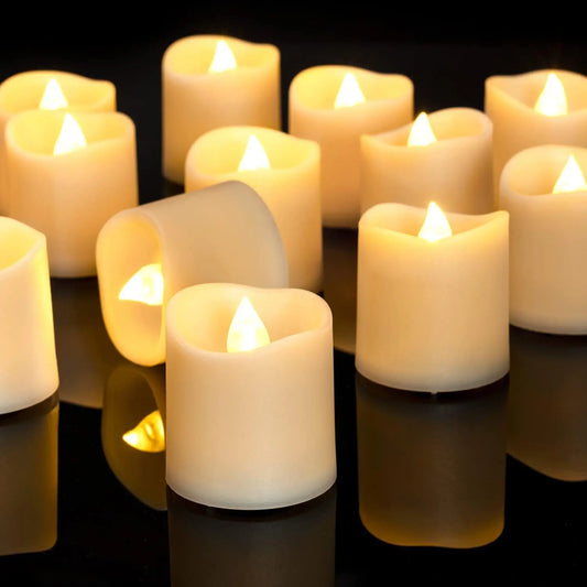 Flameless LED Candle Lights Creative Wishing Led Tea Lamp Warm White Halloween Wedding Christmas Decoration Candle Light 24Pcs