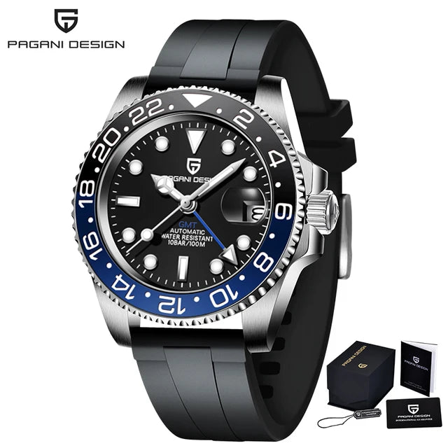 PAGANI DESIGN GMT Watches Men's Luxury Automatic Mechanical Wrist watch Sapphire Glass 40MM Stainless Steel Waterproof Watch