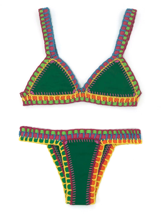 Green Crochet Bikini Set Women Bathing Suit Beachwear Swimwear Feminino Bikinis Maillot De Bain Femme Badeanzug Damen  Swimsuit