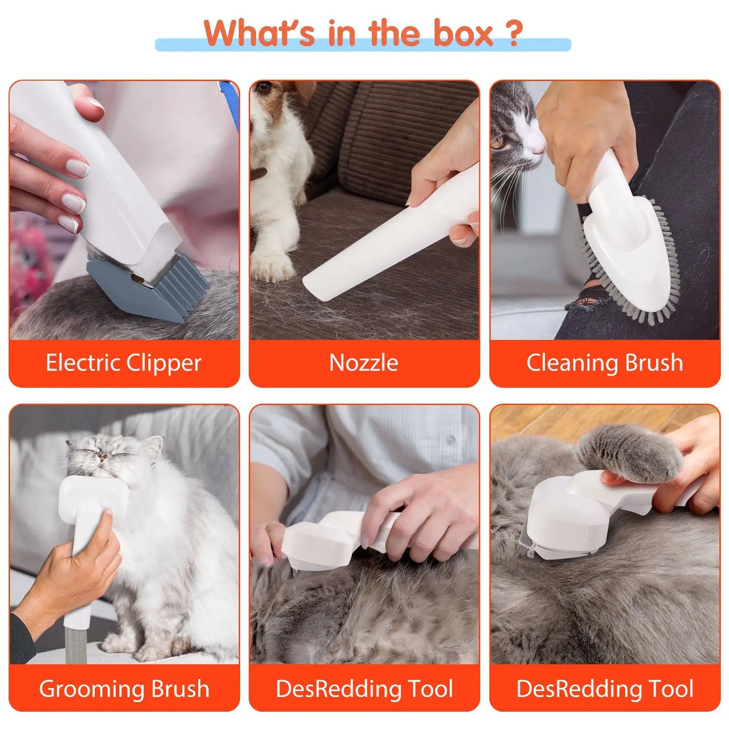 4 IN 1 Dogs Grooming Vacuum Pet Grooming Kit 2.3L Capacity Larger Pet Hair Dust Cup Dog Brush Vacuum for Pet Hair Vacuum Cleaner