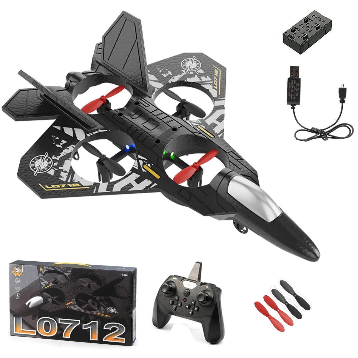 RC Plane 2.4G Remote Control Aircraft Gravity Sensing Aircraft Glider with Light EPP Foam Fighters for Boys Children