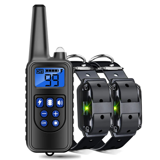 Dog Electric Training Collar Rechargeable Anti Barking Shock Vibration Collar Waterproof Trainer for All Dogs Pet with Clicker