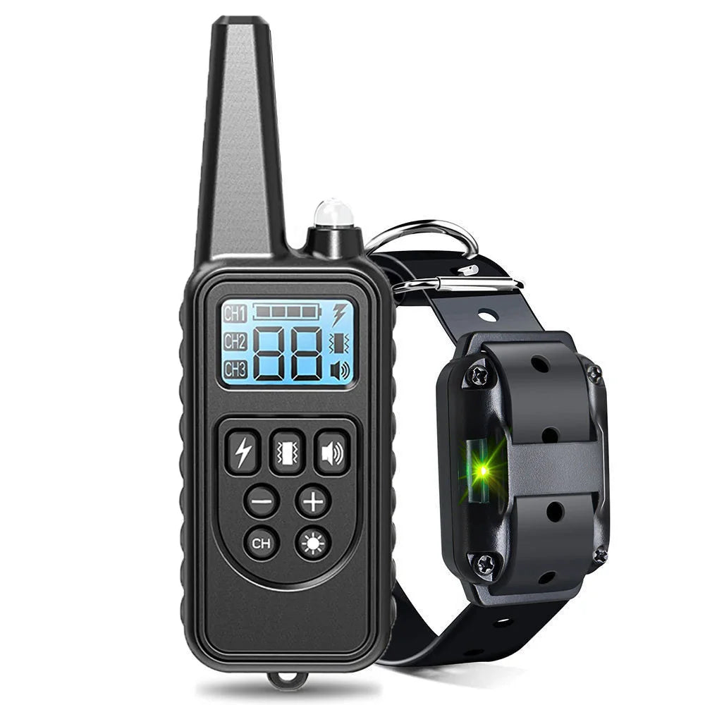 Dog Electric Training Collar Rechargeable Anti Barking Shock Vibration Collar Waterproof Trainer for All Dogs Pet with Clicker