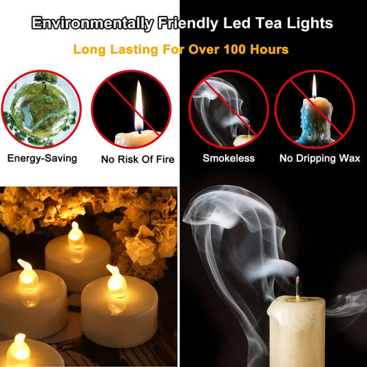 Flameless LED Candle with/without Remote control Lighting Flickering Flame Tea Light for Halloween Christmas Home Decor 12/24pc