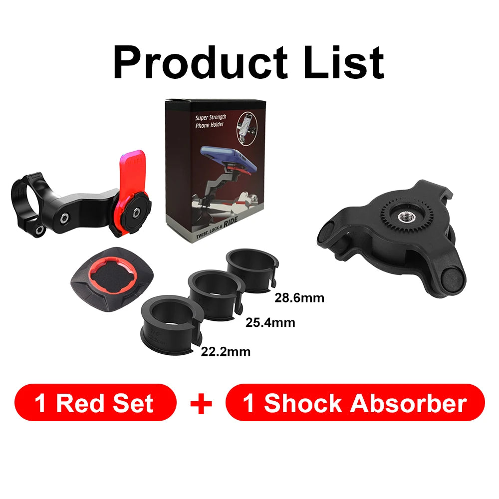 QUAD-LOCK Motorcycle Bike Phone Holder Stand Bicycle Phone Holder Bike Holder 360° Rotatable Navigation Support Security Bracket