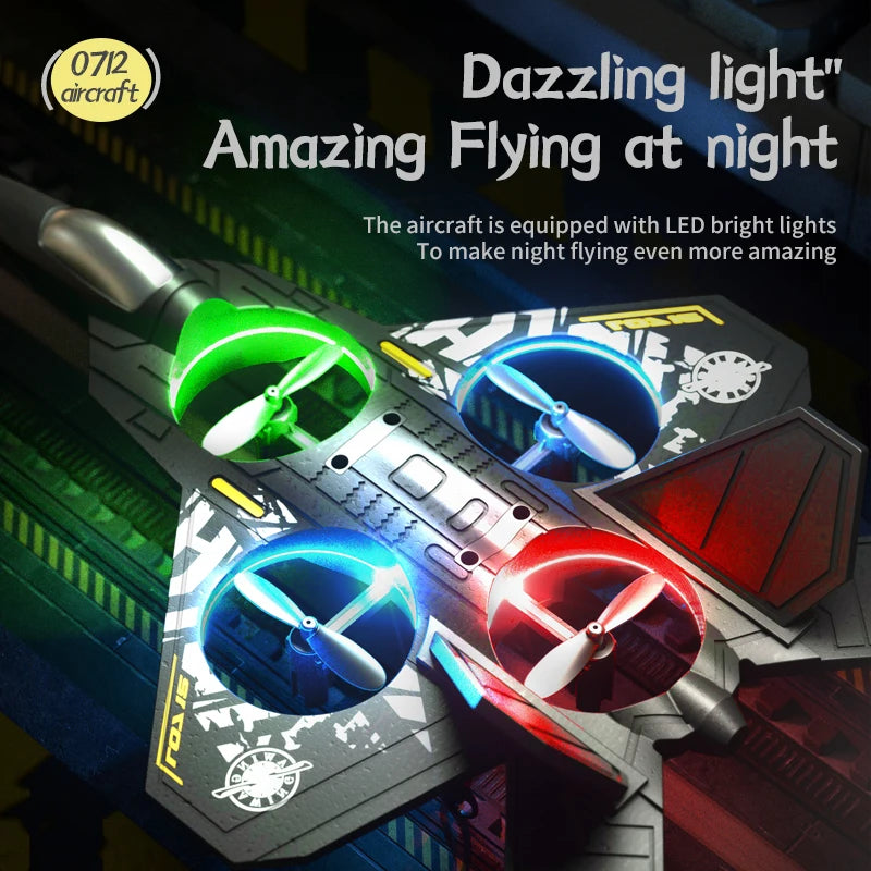 RC Plane 2.4G Remote Control Aircraft Gravity Sensing Aircraft Glider with Light EPP Foam Fighters for Boys Children