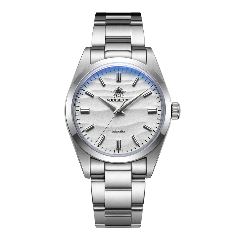 ADDIESDIVE Men's Watch Sand Dial 36mm Quartz Watch 100m Waterproof 316L Stainless Steel AR Coated Dome Glass Wrist Watch for Men