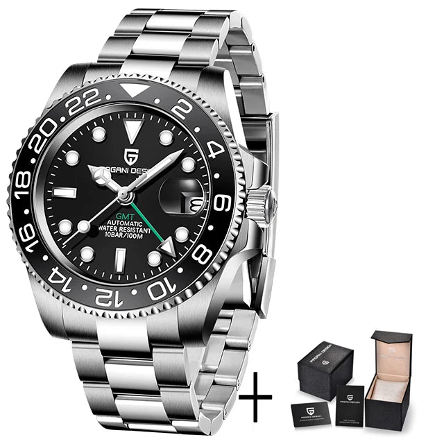 PAGANI DESIGN GMT Watches Men's Luxury Automatic Mechanical Wrist watch Sapphire Glass 40MM Stainless Steel Waterproof Watch