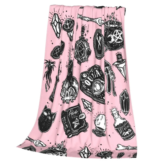Halloween Witchy Witch Blanket Flannel Throw Blanket Lightweight Soft Cozy Sofa Bed Blanket for Men Women Teens Halloween Gifts
