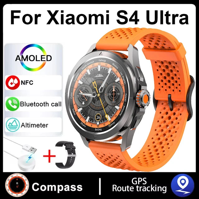 S4 Ultra For Xiaomi Smart Bracelet Men Watch AMOLED HD Screen Bluetooth Call GPS Trajectory NFC Heart Rate Compass Smart Watches
