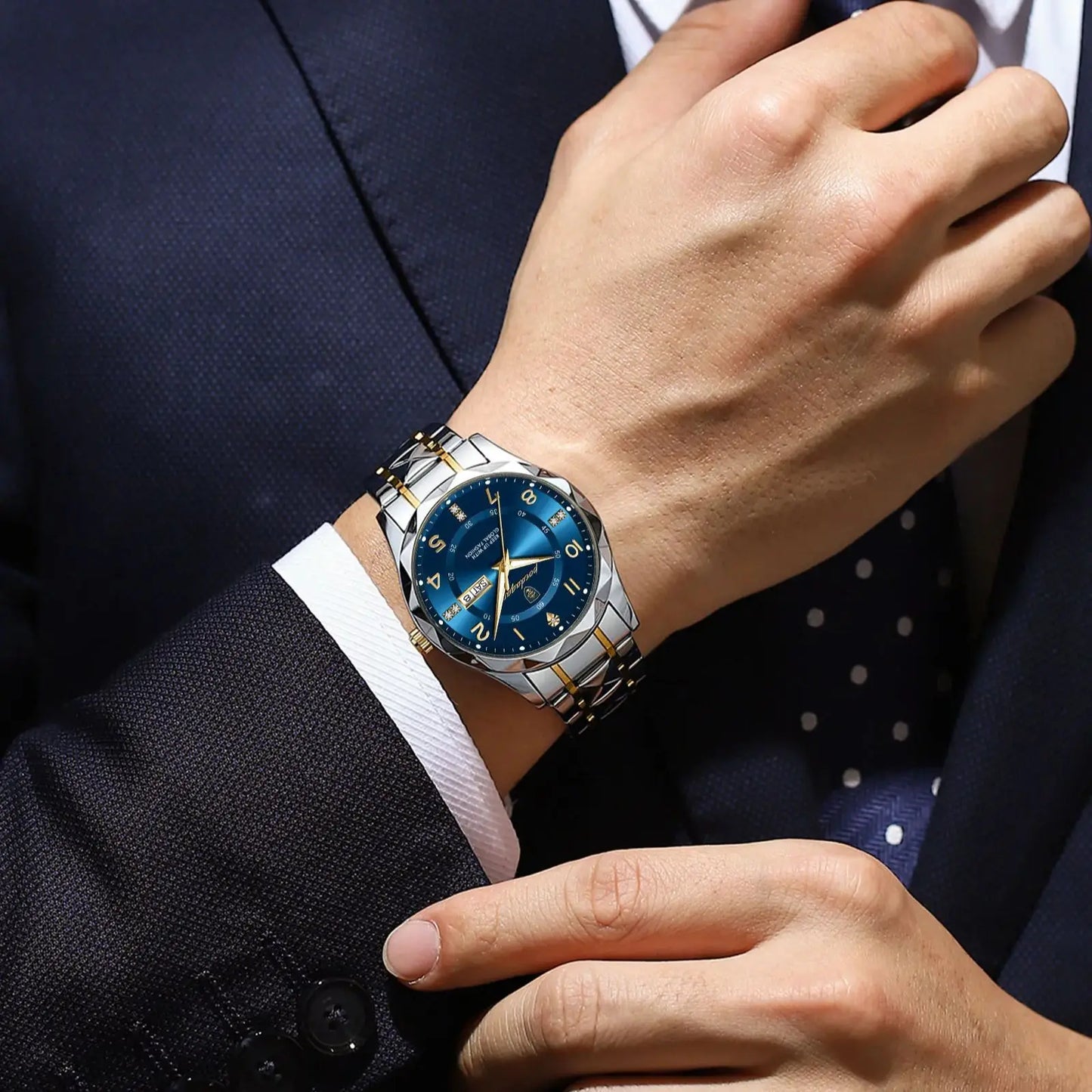 POEDAGAR Luxury Men Quartz Watch Waterproof Date Week Luminous Wrist watch Stainless Steel Men's Watches Male Clock Sports Reloj