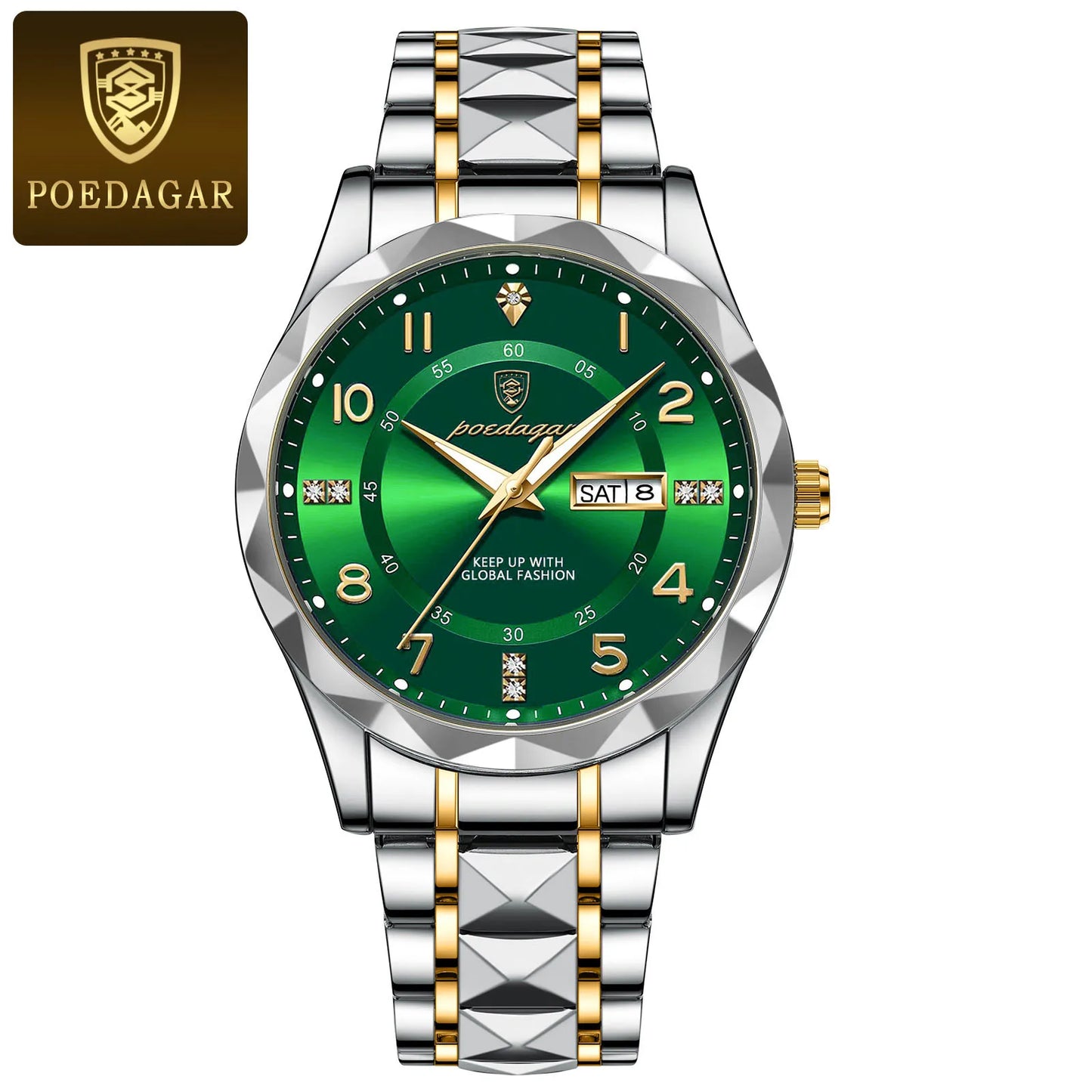 POEDAGAR Luxury Men Quartz Watch Waterproof Date Week Luminous Wrist watch Stainless Steel Men's Watches Male Clock Sports Reloj