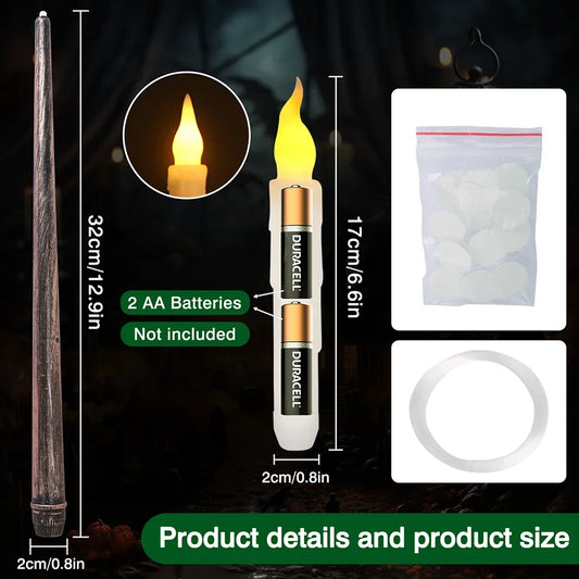 Floating Candles with Magic Wand Flickering Warm Light LED Flameless Candle Taper Candles for Christmas Halloween Party 12/48Pcs