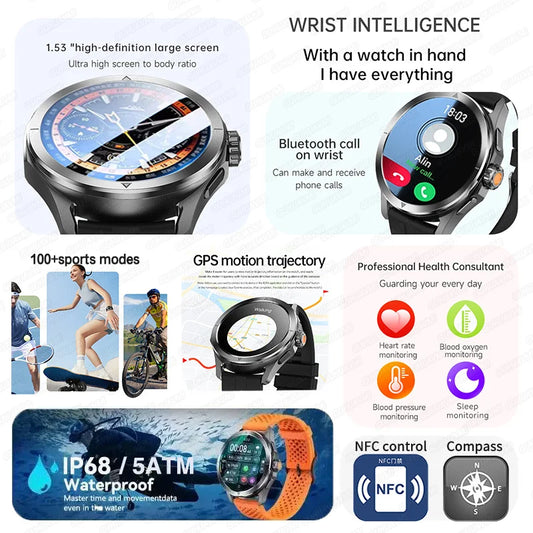 S4 Ultra For Xiaomi Smart Bracelet Men Watch AMOLED HD Screen Bluetooth Call GPS Trajectory NFC Heart Rate Compass Smart Watches