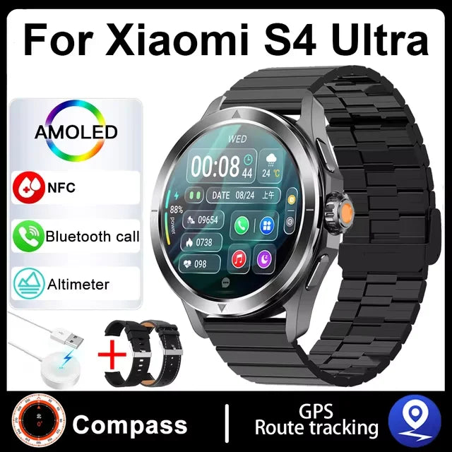 S4 Ultra For Xiaomi Smart Bracelet Men Watch AMOLED HD Screen Bluetooth Call GPS Trajectory NFC Heart Rate Compass Smart Watches