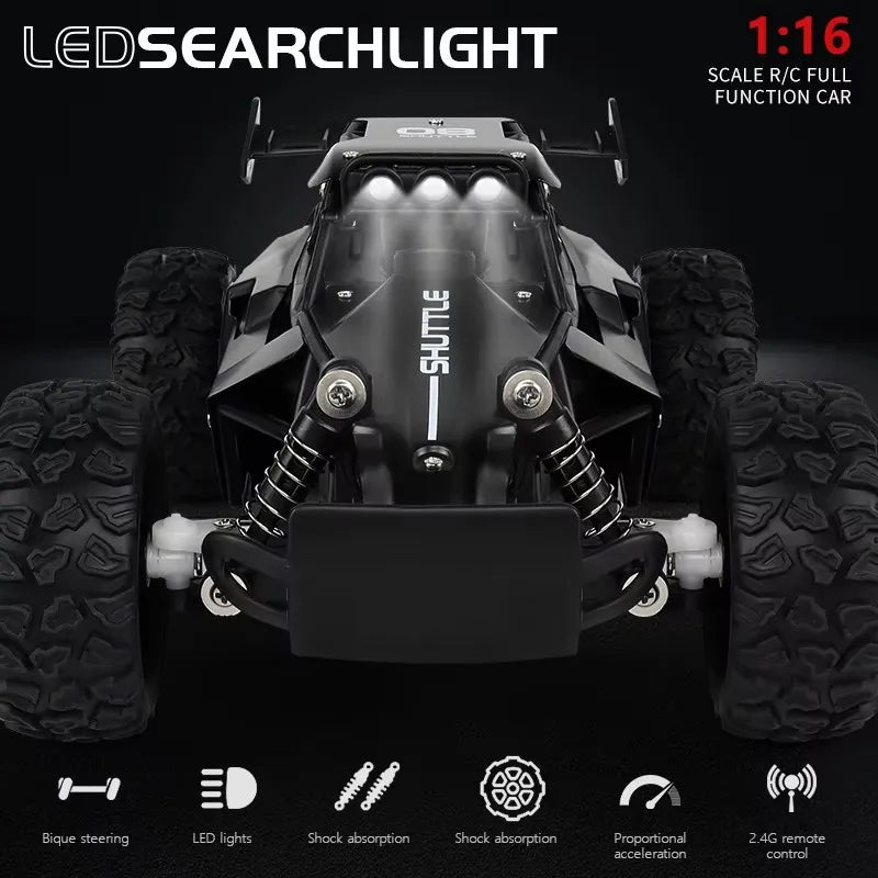Radio 1:16 Model RC Car With LED Lights 2WD Off Road Remote Control Racing Drift Climbing Vehicle Cars Toys Gifts for Boys Girls