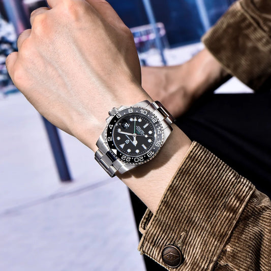 PAGANI DESIGN GMT Watches Men's Luxury Automatic Mechanical Wrist watch Sapphire Glass 40MM Stainless Steel Waterproof Watch