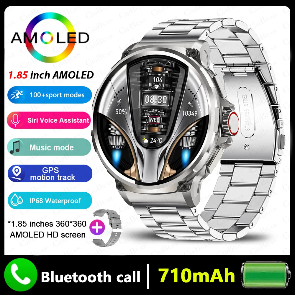 2025 New For Huawei Xiaomi Men GPS Track Smart Watch 1.85 Inch Ultra HD AMOLED Screen 710 Mah Battery Bluetooth Call Smartwatch