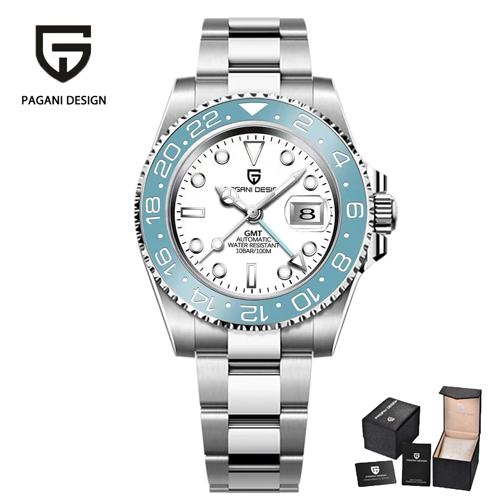PAGANI DESIGN GMT Watches Men's Luxury Automatic Mechanical Wrist watch Sapphire Glass 40MM Stainless Steel Waterproof Watch