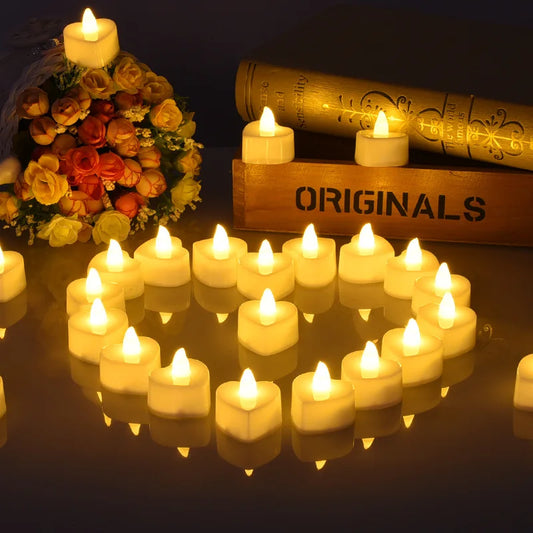 Flameless Led Candle For Home Christmas Party Wedding Decoration Heart-shaped Electronic Battery-Power Tealight Candles