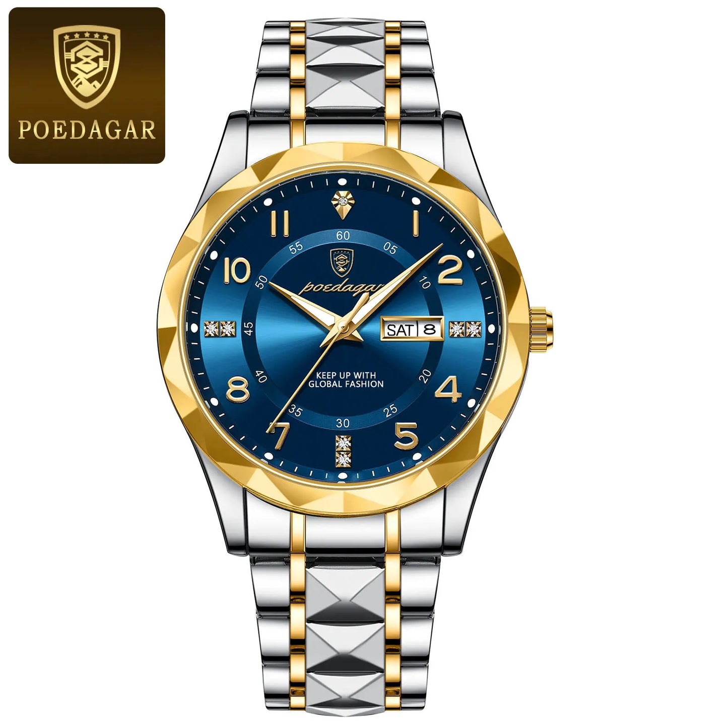 POEDAGAR Luxury Men Quartz Watch Waterproof Date Week Luminous Wrist watch Stainless Steel Men's Watches Male Clock Sports Reloj