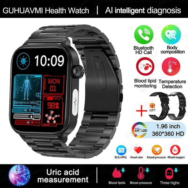 2025 New ECG+PPG Monitoring Smart Watch Women Blood pressure Blood Lipid Uric Acid Women Menstrual Health Tracker Smart watches