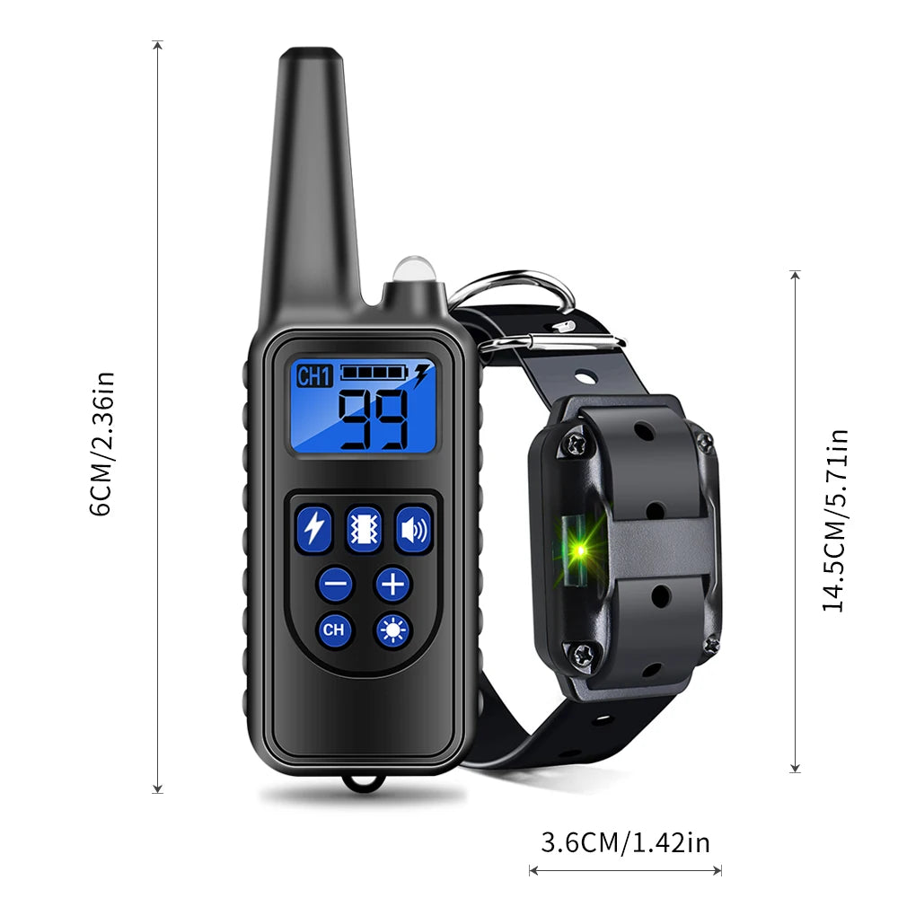 Dog Electric Training Collar Rechargeable Anti Barking Shock Vibration Collar Waterproof Trainer for All Dogs Pet with Clicker