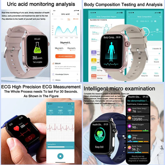 2025 New ECG+PPG Monitoring Smart Watch Women Blood pressure Blood Lipid Uric Acid Women Menstrual Health Tracker Smart watches