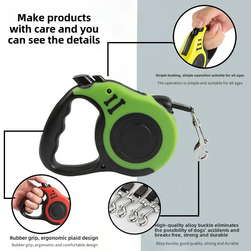 3m 5m Dog Leash Strong Nylon Puppy Lead For Small Medium Large Dogs Cats Automatic Retractable Durable Yorkshire Pet Supplies