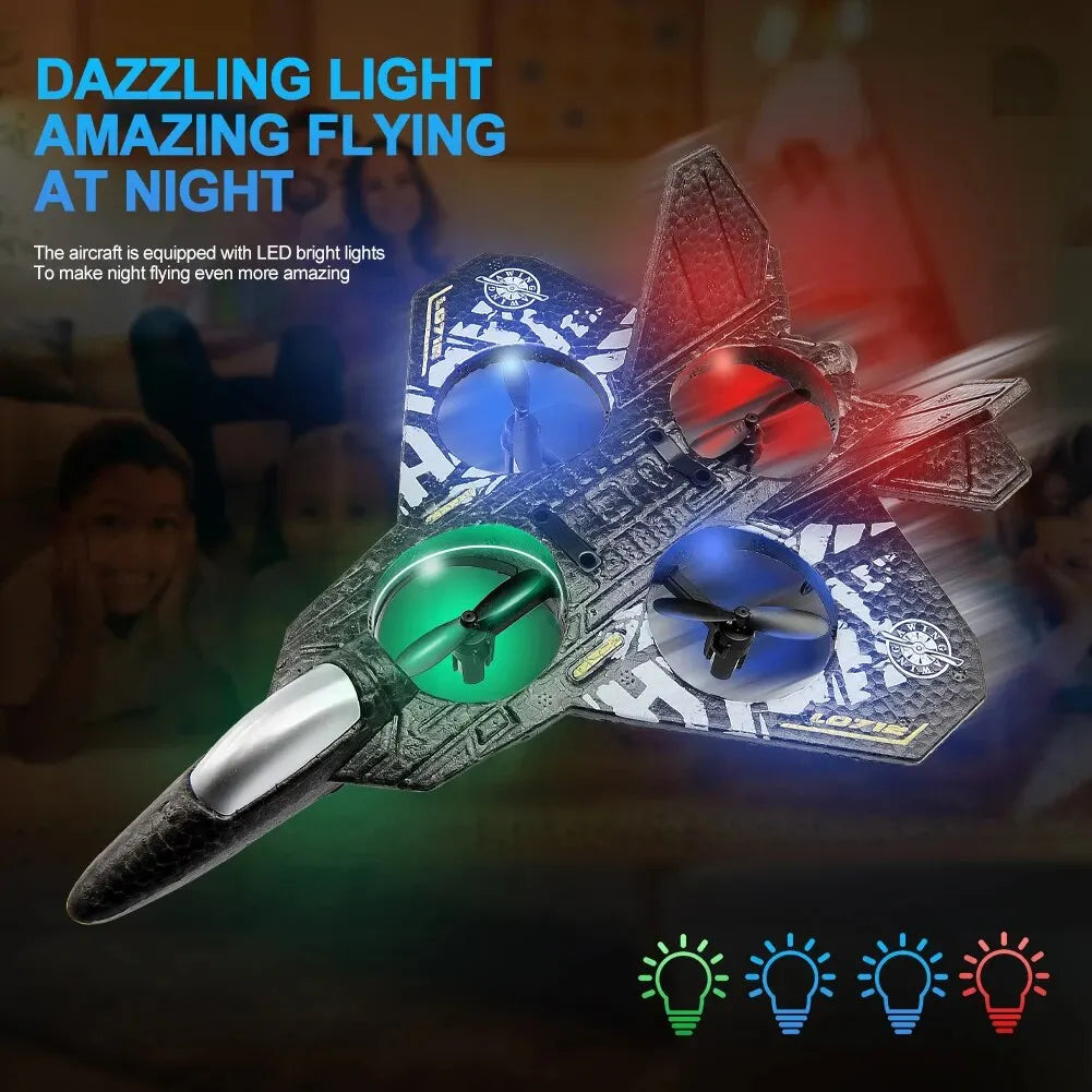 RC Plane 2.4G Remote Control Aircraft Gravity Sensing Helicopter Glider with Light EPP Foam Fighters for Boys Children