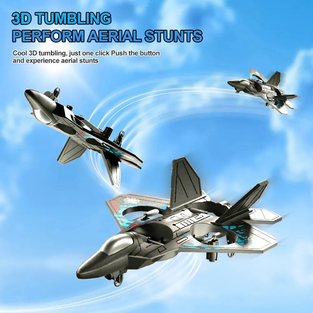 RC Plane 2.4G Remote Control Aircraft Gravity Sensing Helicopter Glider with Light EPP Foam Fighters for Boys Children