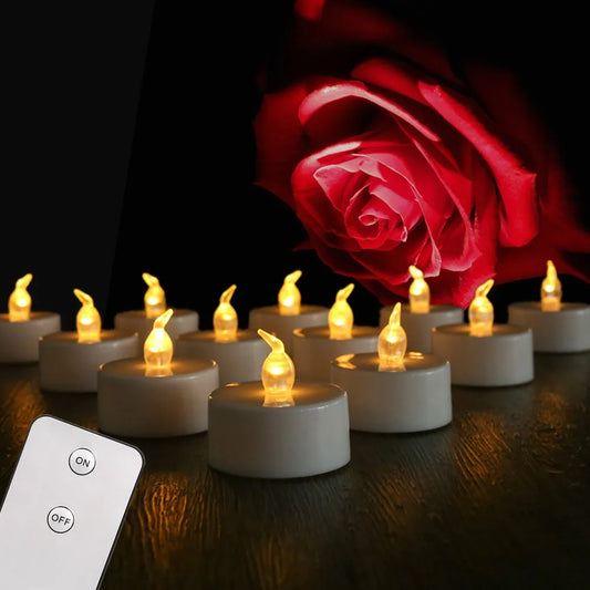 Flameless LED Candle with/without Remote control Lighting Flickering Flame Tea Light for Halloween Christmas Home Decor 12/24pc
