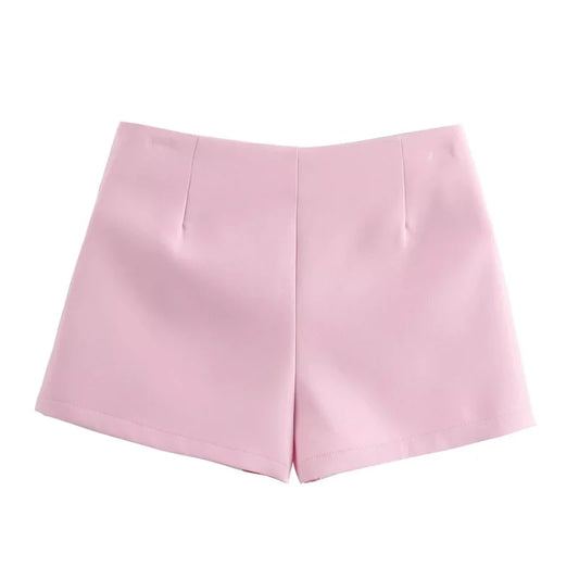 TRAF 2025 Pink White Mini Skirt Woman Fashion Bow Skirt For Women Summer Slit Short Skirt Woman Split High Waist Skirt Shorts