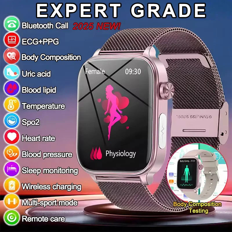 2025 New ECG+PPG Monitoring Smart Watch Women Blood pressure Blood Lipid Uric Acid Women Menstrual Health Tracker Smart watches