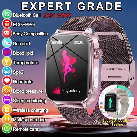 2025 New ECG+PPG Monitoring Smart Watch Women Blood pressure Blood Lipid Uric Acid Women Menstrual Health Tracker Smart watches