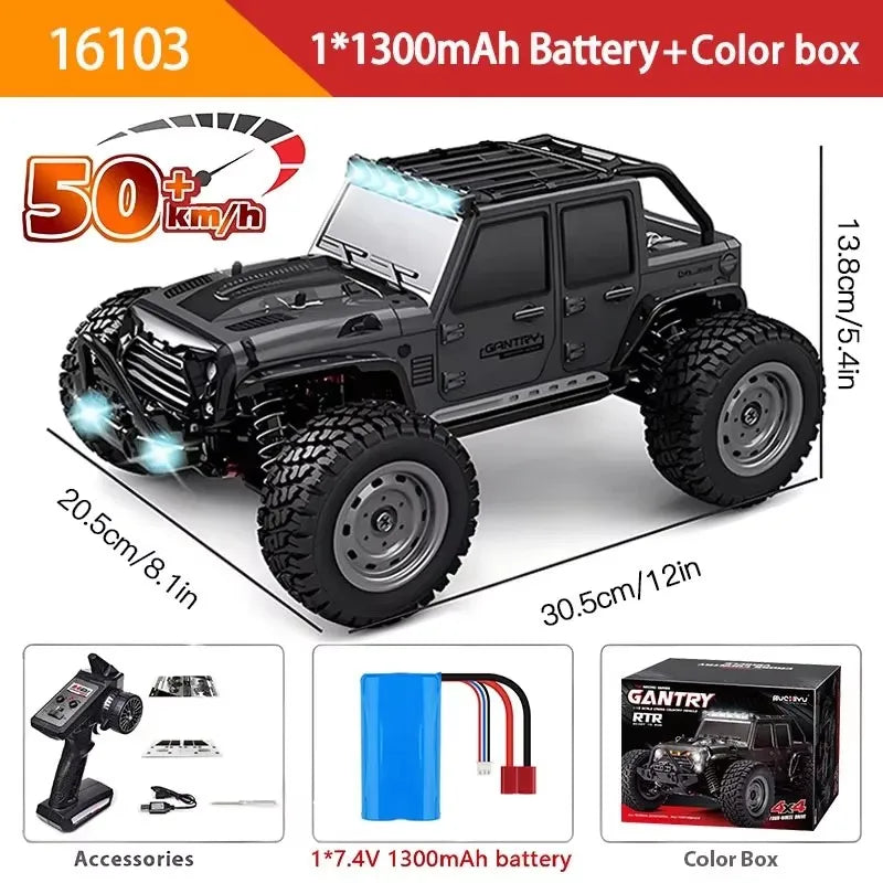 1:16 4WD RC Car 70KM/H Or 50KM/H With LED Remote Control Cars High Speed Drift Monster 4x4 Truck for Kids vs Wltoys 144001 Toys