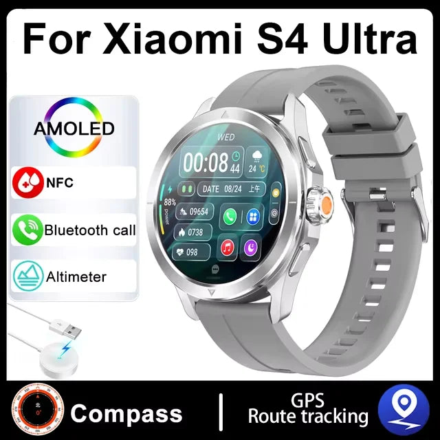 S4 Ultra For Xiaomi Smart Bracelet Men Watch AMOLED HD Screen Bluetooth Call GPS Trajectory NFC Heart Rate Compass Smart Watches