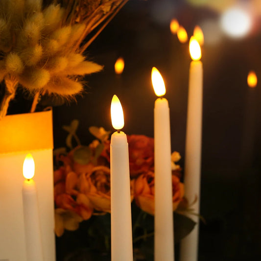 Flameless Taper Candles with Timer Remote Flickering 3D Faux Wax Candle Lights for Wedding Christmas Party Home Decor 6Pcs-24Pcs