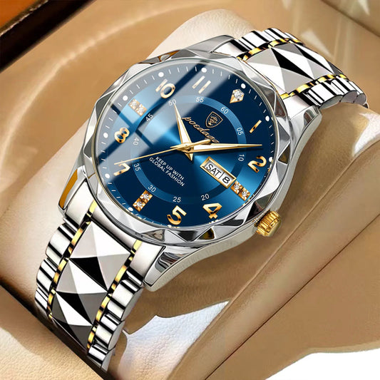 POEDAGAR Luxury Men Quartz Watch Waterproof Date Week Luminous Wrist watch Stainless Steel Men's Watches Male Clock Sports Reloj