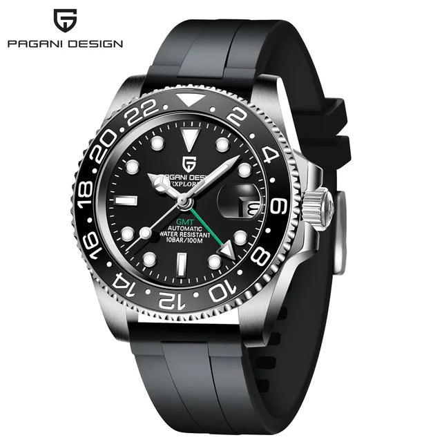 PAGANI DESIGN GMT Watches Men's Luxury Automatic Mechanical Wrist watch Sapphire Glass 40MM Stainless Steel Waterproof Watch