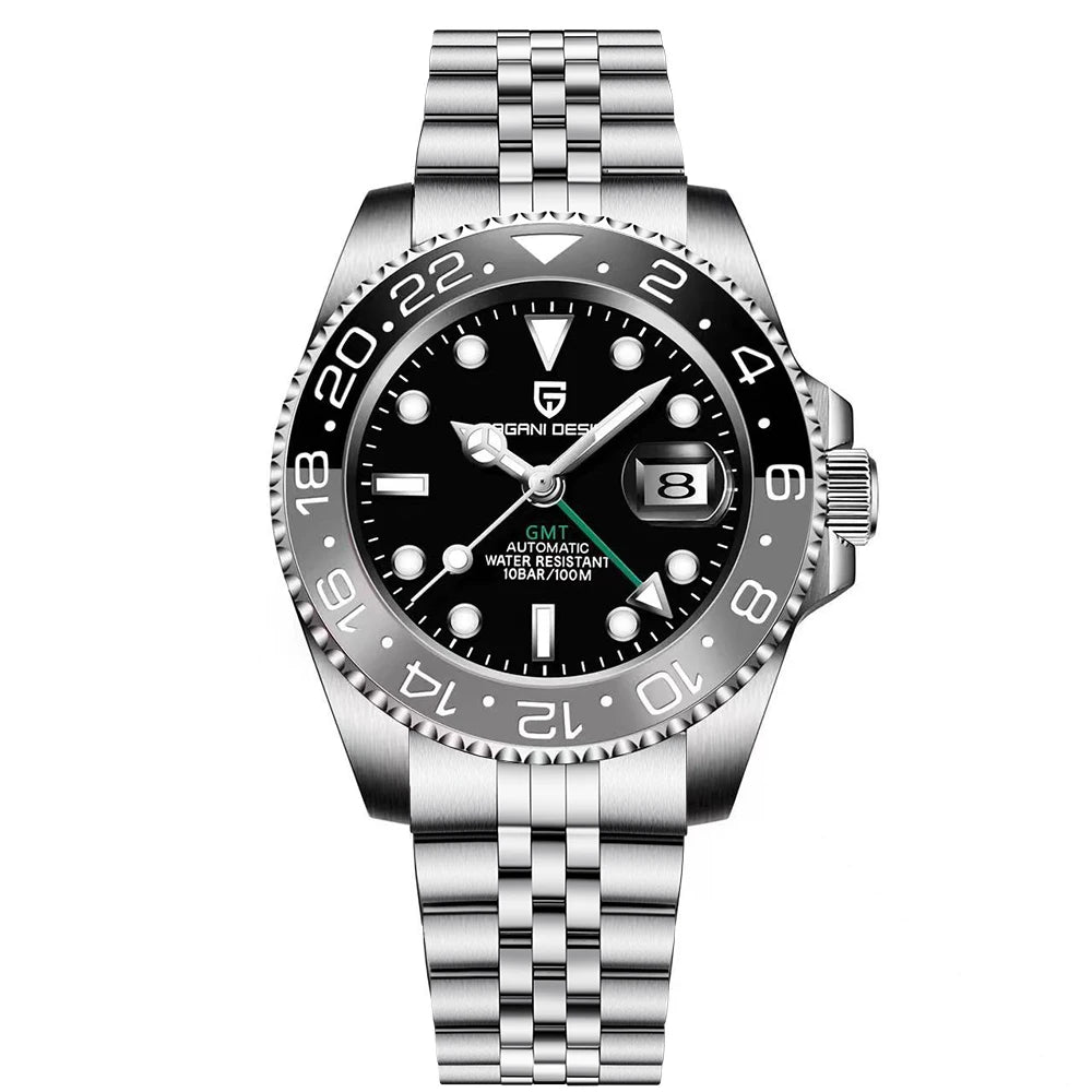 PAGANI DESIGN GMT Watches Men's Luxury Automatic Mechanical Wrist watch Sapphire Glass 40MM Stainless Steel Waterproof Watch