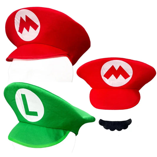 Adults Game Super Luigi Bors Cosplay Hats Funny Red Green Cap Halloween Party Costumes Accessories Xmas Masquerade Decor