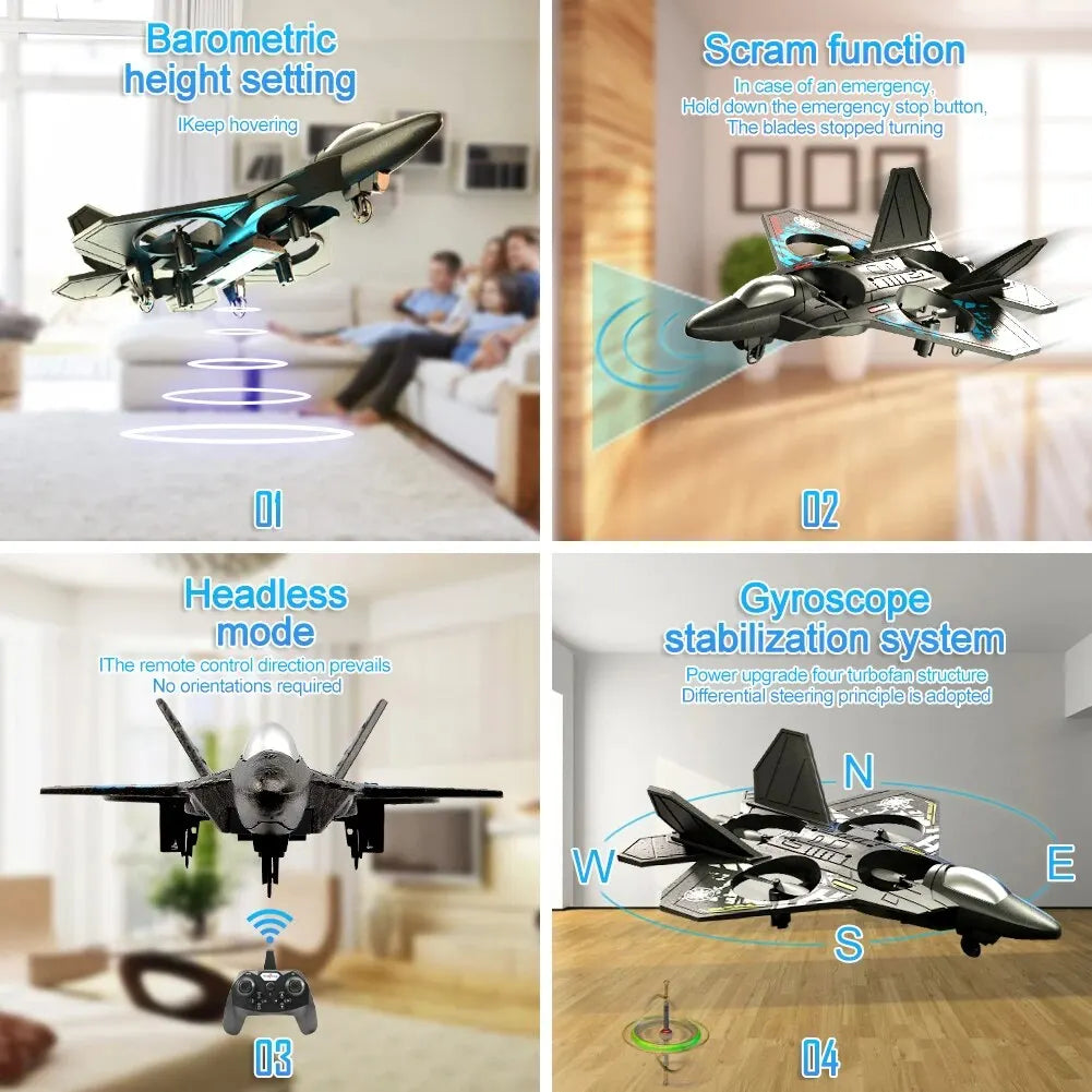 RC Plane 2.4G Remote Control Aircraft Gravity Sensing Helicopter Glider with Light EPP Foam Fighters for Boys Children