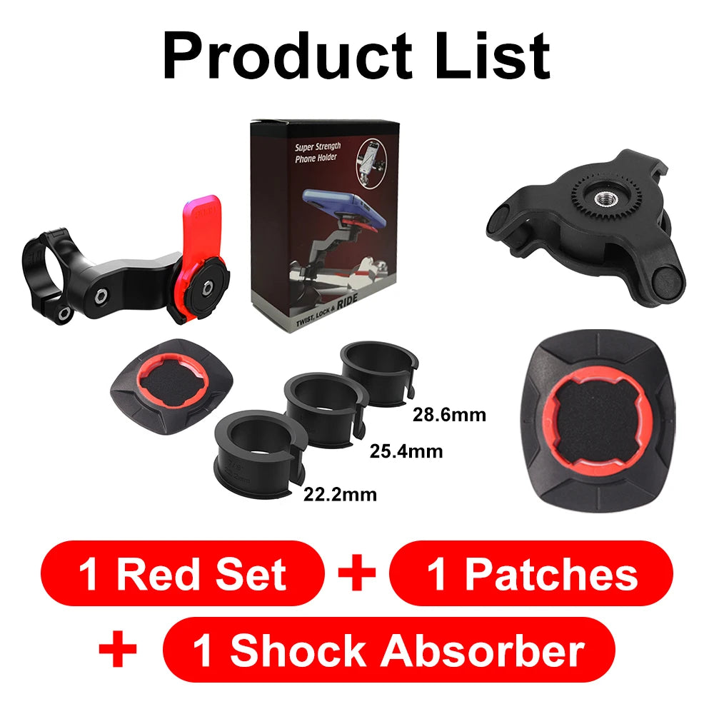 QUAD-LOCK Motorcycle Bike Phone Holder Stand Bicycle Phone Holder Bike Holder 360° Rotatable Navigation Support Security Bracket